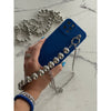 Blue iPhone Case With Silver Beads Strap