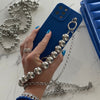 Blue iPhone Case With Silver Beads Strap