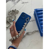 Blue iPhone Case With Silver Beads Strap