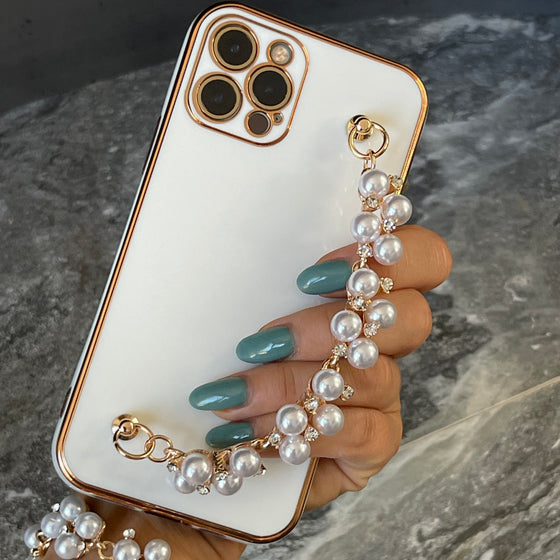 iPhone Case With Pearls Wrist Bracelet