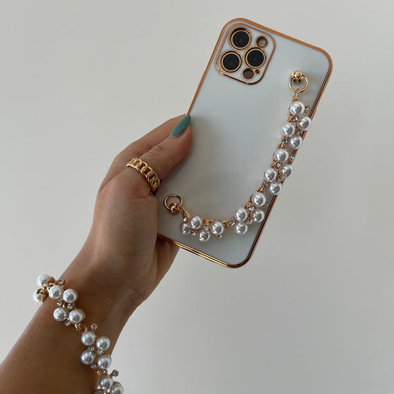 iPhone Case With Pearls Wrist Bracelet