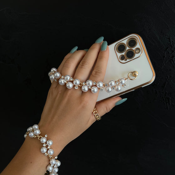 iPhone Case With Pearls Wrist Bracelet