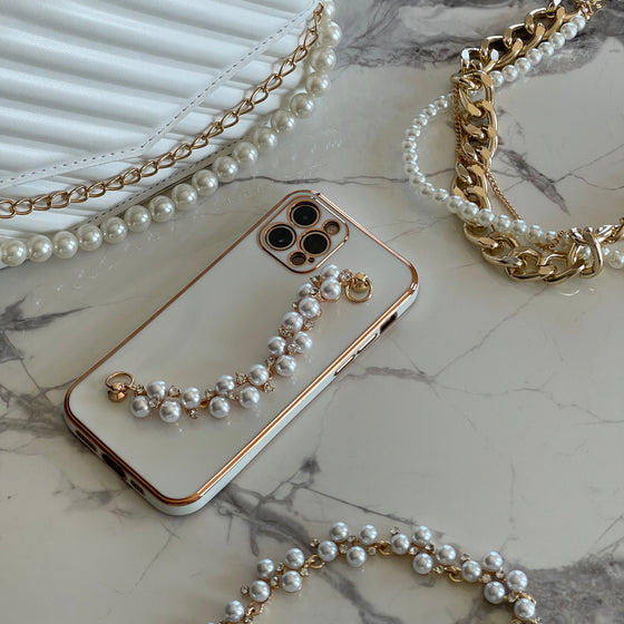 iPhone Case With Pearls Wrist Bracelet