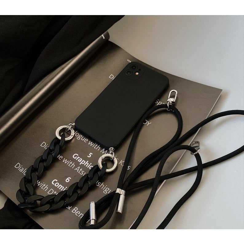 Luxury Crossbody Lanyard Necklace Leather Bracelet Chain Phone case Strap